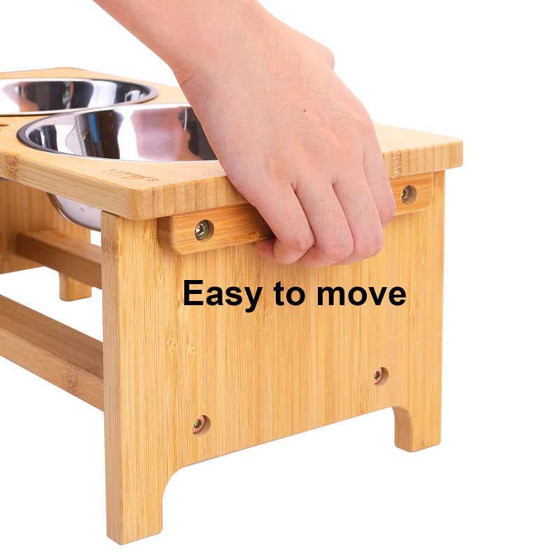 HTB Elevated Dog Bowls,Raised Dog Bowl Stand with 2 Stainless Steel Bowls,Elevated Raised Dog Bowls for Large Medium Small Sized Dogs - Image 3